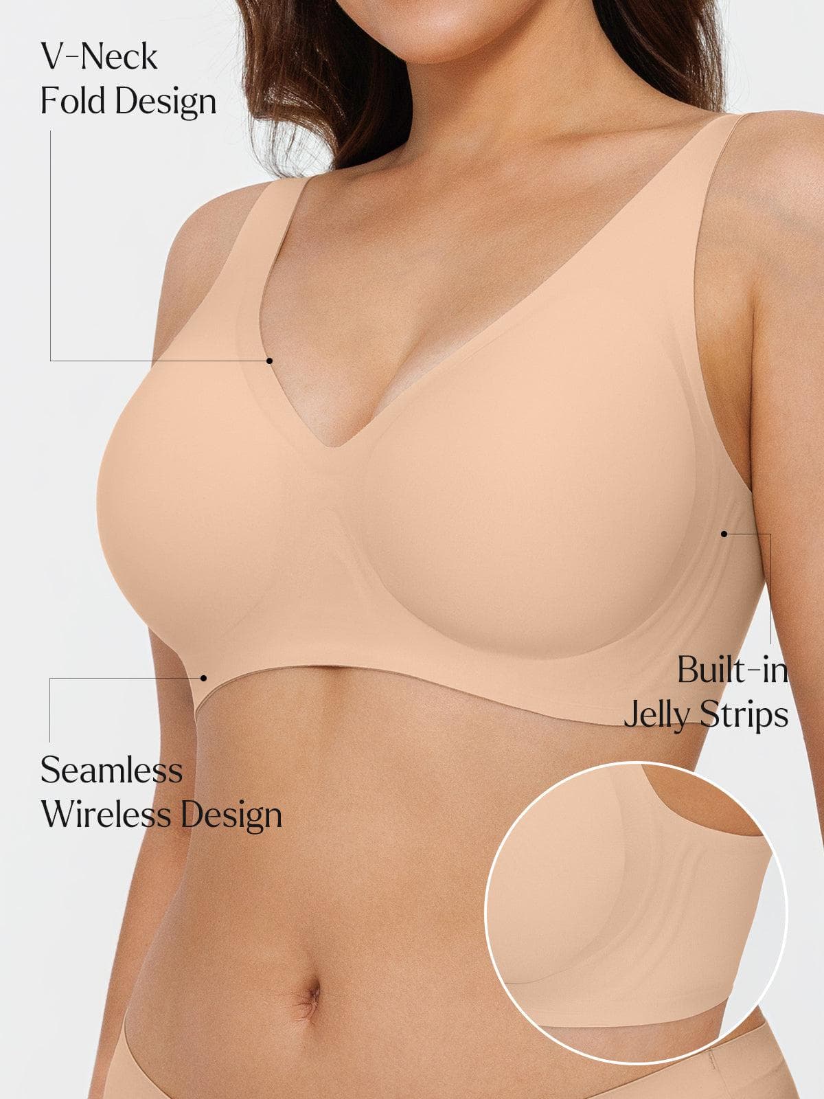 Seamless Wireless Jelly Comfort Plunge Bra