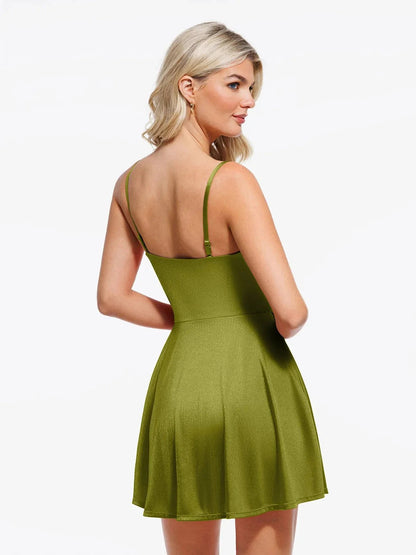 Shapewear Strappy Cowl Neck Tummy Control Flare Dress