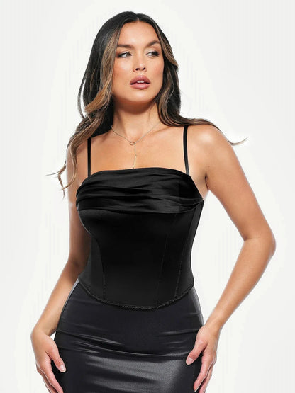 Draped Sculpting Floral-Print Camisole Top