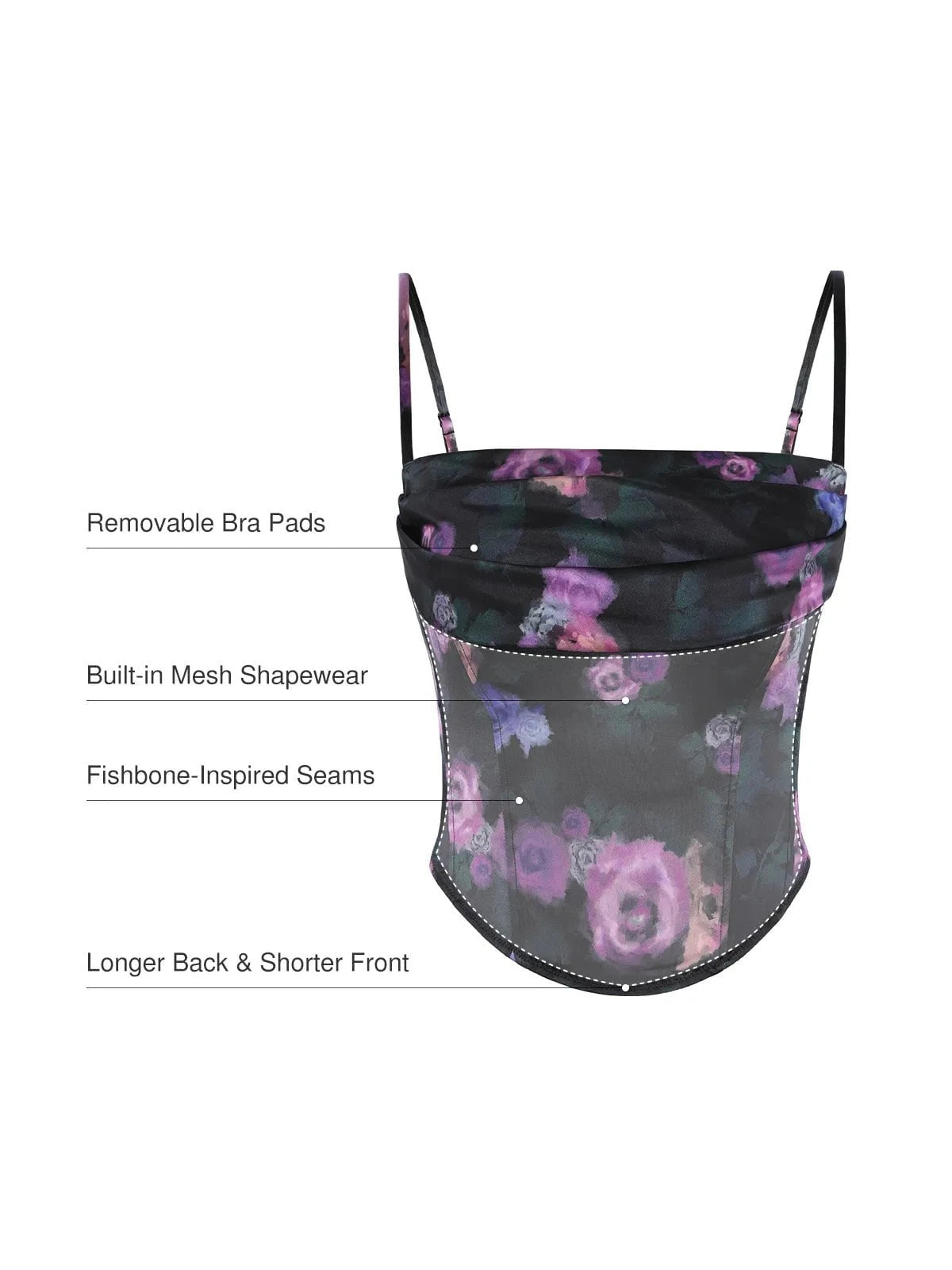 Draped Sculpting Floral-Print Camisole Top