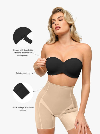 Push-Up Unlined Underwire Strapless Bra Bundle