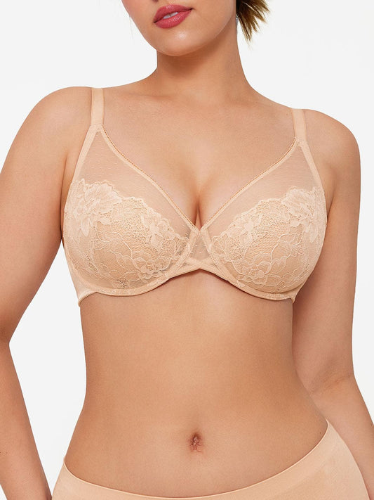Lightweight Underwire Minimizer Lace Mesh Bra