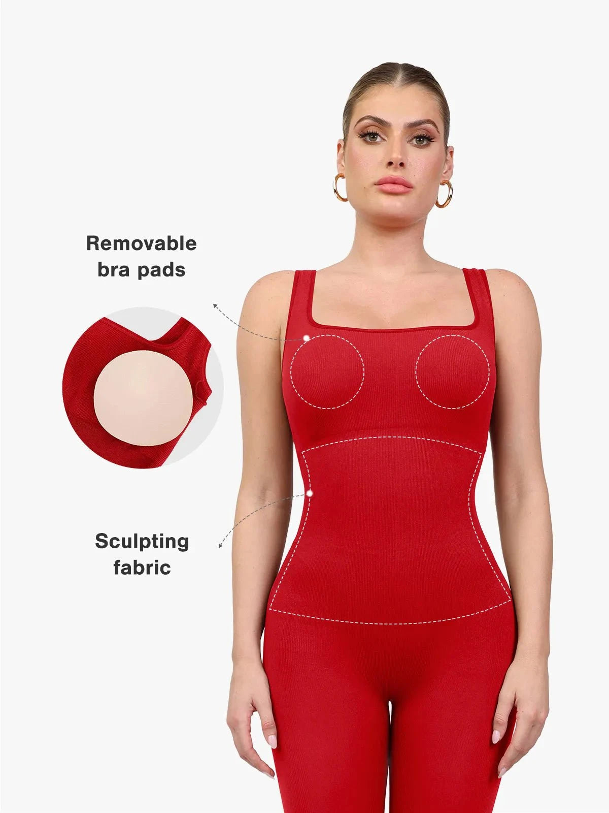 Shapewear Seamless Square Neck Tank Workout Jumpsuit