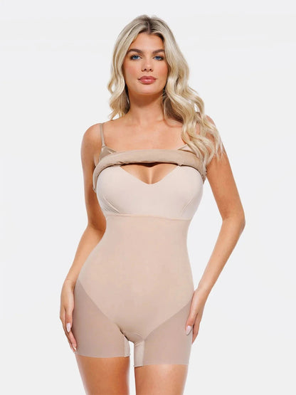Shapewear Strappy Cowl Neck Tummy Control Flare Dress