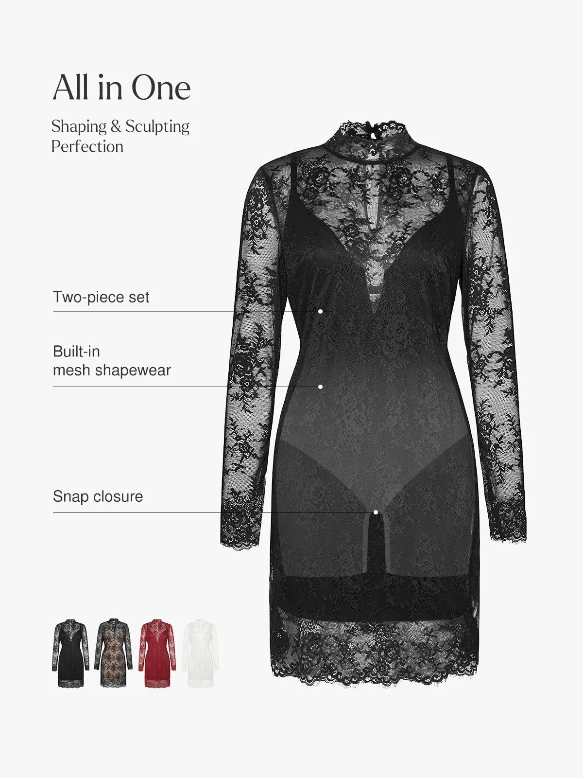 Shapewear 2-in-1 Lace Overlay Sculpting Dress