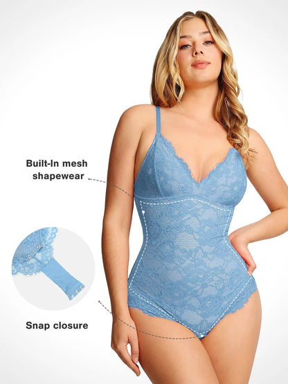 Shapewear Firm Control Smoothing Full Lace Thong Bodysuit