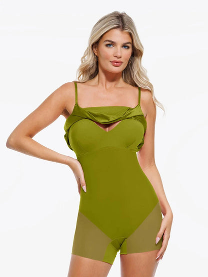 Shapewear Strappy Cowl Neck Tummy Control Flare Dress