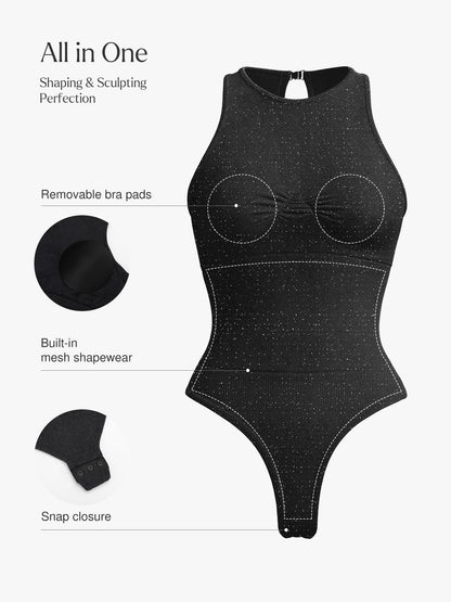 Shapewear Metallic Seamless Tummy-Control Bodysuit