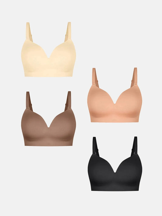 4-Pack ContourLift™  Seamless Wireless Shaping Push Up Bra Bundle
