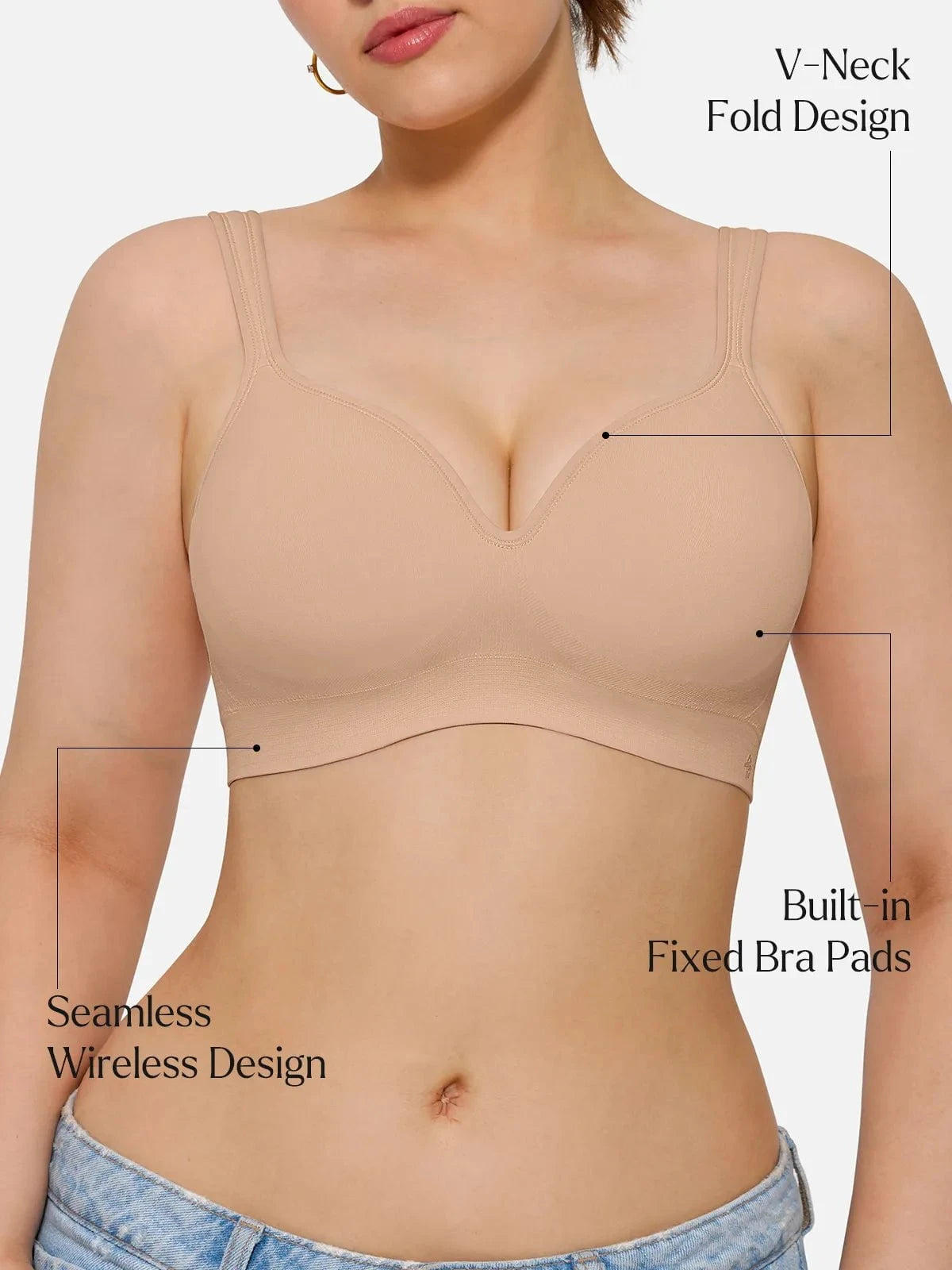 Seamless Wireless Adjustable Comfort Minimizer Support Bra