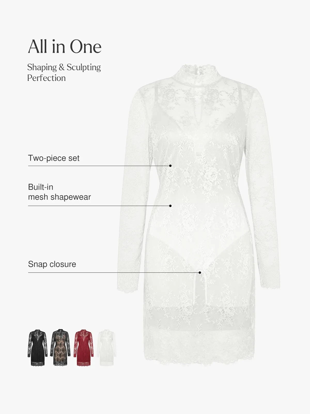 Shapewear 2-in-1 Lace Overlay Sculpting Dress